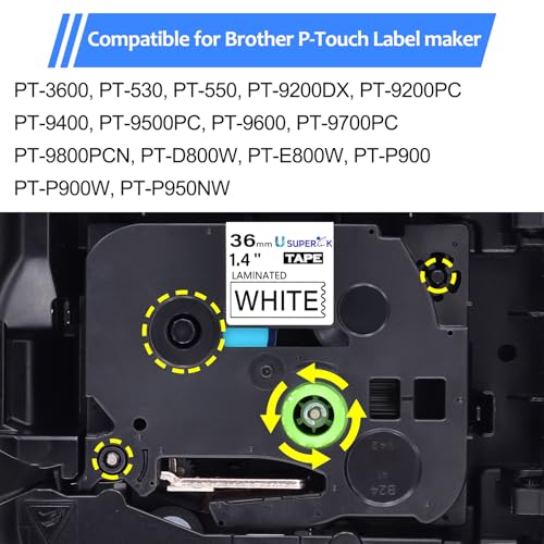 USUPERINK 10 Pack TZe-261 36mm 1.4 Laminated White Tape Compatible with Brother P Touch Label Tape 1-1/2 inch TZe TZ-261 TZe261 Black on White TZe TZ Label for PT-D600 PT-D610BT PT-P700 PT-P710BT - size: 1-1/2'' (36mm)