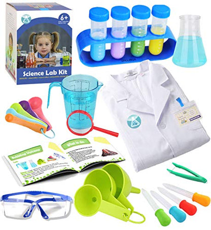 UNGLINGA Kids Science Experiment Kit with Lab Coat Scientist Costume Dress Up and Role Play Toys Gift for Boys Girls Kids Christmas Birthday Party - style: Science kits with tools & lab coat