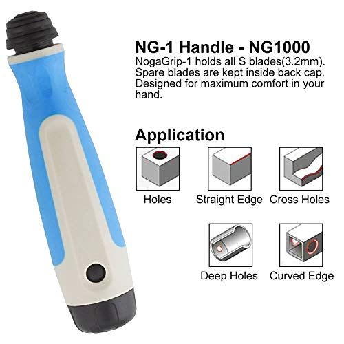 Acrux7 Hand Deburring Tool Kit, 10pcs Rotary Deburr Blades + 1pcs Countersink Blade with Aluminum and Silicone Handle, Great Burr Remover Hand Tool for Wood, Plastic, Aluminum, Copper and Steel