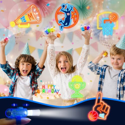 24 Pcs Basketball Party Favors LED Finger Lights Toys for Kids Ages 3-12 - style: Basketball Neon