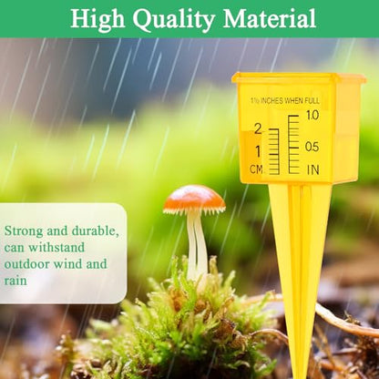 10 Pcs Rain Gauges, 1.57" Sprinkler Rain Gauge for Lawn with Wide Mouth, Transparent Outdoor Water Measuring Tool for Accurate (Yellow)