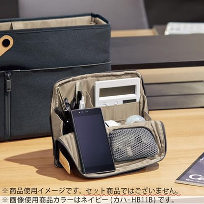 KOKUYO Pencil Case Pouch, Haco-Biz Standing Pen Pouch Bag, Foldable Stand up Pencil Holder Organizer, Large Capacity Portable Pencil Box for Office Supplies, Black x Green (KAHA-HB11D) - color: Black x Green