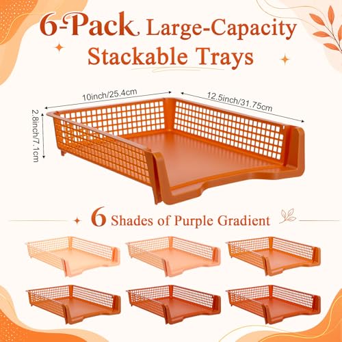 Bokon Brown 6 Pack Classroom Turn in Trays, Stackable File Trays