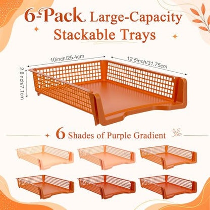 Bokon Brown 6 Pack Classroom Turn in Trays, Stackable File Trays