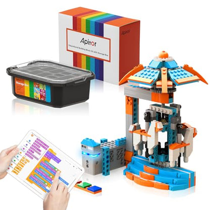 Apitor Robot S Robot Building Kit, 10 in 1 Programmable APP RC Airplane Robotics Coding Kit, Includes Large Storage Organizer with Sorting Plate, Birthday Gifts for Boys Girls Aged 7-12 (389 Pcs) - style: Robot S(Storage)