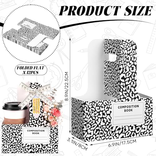 Reallnaive 12 Set Back to School Gifts 2 Cup Drink Carrier,Composition Book - style: Composition Book