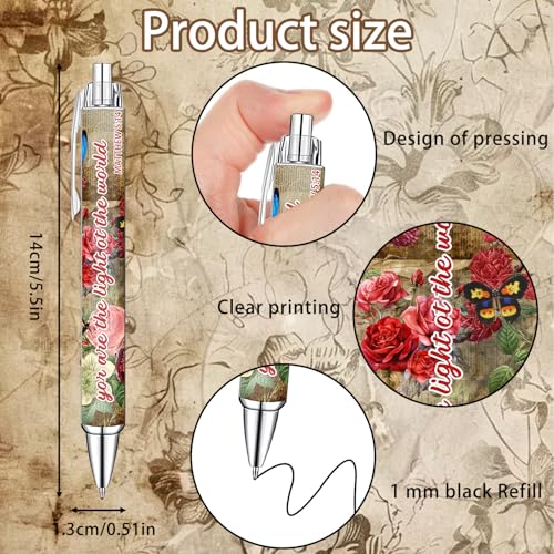 Idealmuzik Employee Appreciation Ballpoint Pens, 10 Pack – Vintage Butterfly Pens with Uplifting Bible Quotes – Smooth Writing Pens for Office, Team Gifts, Staff Recognition, and Daily Use - color: Butterfly