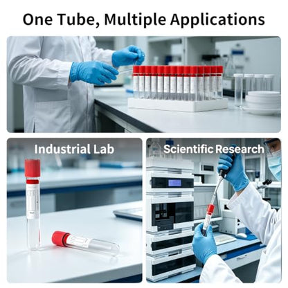 200 Pcs 3ml Plastic Test Tubes with Red Caps for Lab Use - color: Red-3ml-200