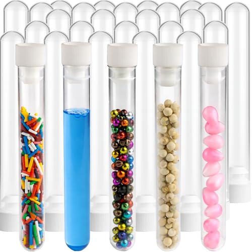 Berenti Clear Plastic Test Tubes with Screw Top Lids, 25 Pack, 10 ml - style: 10 ML (25 Pcs)