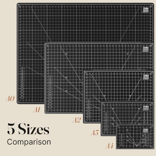 XNM Premium Self Healing Cutting Mat - 24 Inches by 36 inches - A1, 3 Layer Quality PVC Construction - Dual Sided, Imperial and Metric Grid Lines - Perfect for Cutting, Sewing, and Crafts - size: 36"L x 24"W