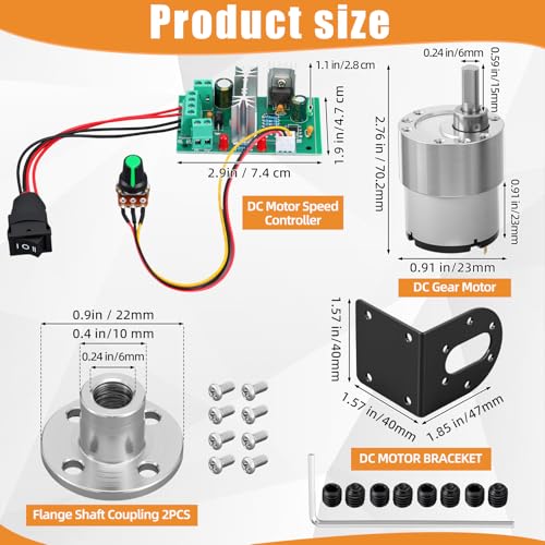 Copkim 12V DC Geared Motor Kit, 600rpm - style: 600rpm