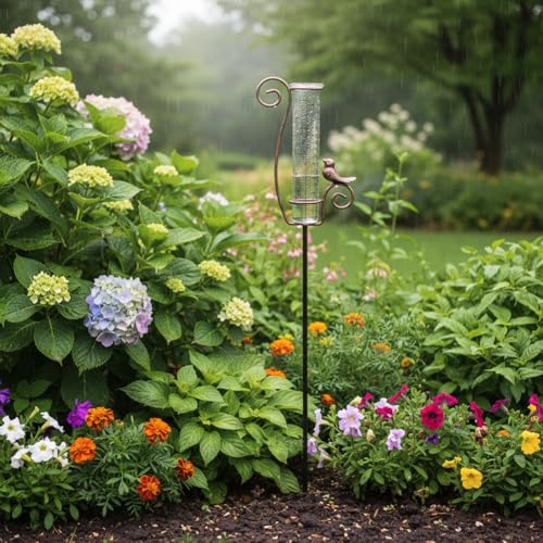 Rain Gauge Outdoor, 7 Inch Rain Gauges for Measuring Precipitation - color: Iron Bird