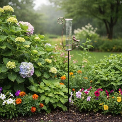 Rain Gauge Outdoor, 7 Inch Rain Gauges for Measuring Precipitation - color: Iron Bird