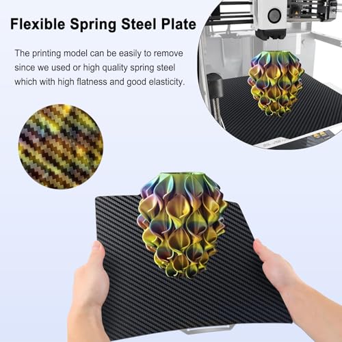 257x257mm PET PEO Double Side Build Plate for Bambu Lab X2D/P2S/X1C/X1/X1E/P1P/P1S/A1, Smooth Diamond PEO+Carbon Fiber PET Spring Steel Sheet Plate for Bambu Labs 3D Printer - size: 257x257mm