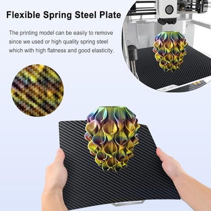 257x257mm PET PEO Double Side Build Plate for Bambu Lab X2D/P2S/X1C/X1/X1E/P1P/P1S/A1, Smooth Diamond PEO+Carbon Fiber PET Spring Steel Sheet Plate for Bambu Labs 3D Printer - size: 257x257mm