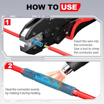 Heat Shrink Wire Butt Connector Kit Marine Waterproof Crimp Splice Terminal - size: 100 PCS
