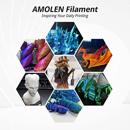 AMOLEN PLA 3D Printer Filament PLA Filament 1.75mm Silk Filament Bundle,Gold, Silver,Bronze, Red Copper,3D Printing Filament Bundle, 200gX 4 Spools - color: Gold/Silver/Bronze/Red Copper