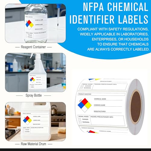 2 X 3 SDS Labels Chemical Safety Stickers NFPA Chemical ID Labels