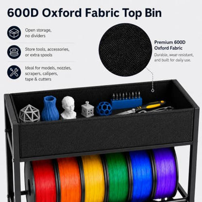 MAYJOY 3D Printer Filament Storage Rack with Wheels, Top Bin, 4-Tier, Metal - size: 4-Tier Single-Row Cart