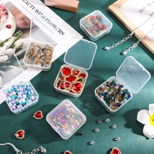 Jetec 18 Pieces Small Clear Plastic Storage Box, 2.1 x 2.1 x 0.8 Inch - size: 2.1 x 2.1 x 0.8 Inch