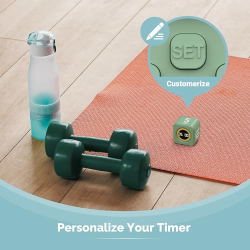 KADAMS Pomodoro Timer – Visual Cube with 5/10/30/60 Min Presets, LED Countdown Ring & Count Up Mode, Silent Flip Productivity Timer for Study, Classroom, Office, Cooking (Green 5-10-30-60 min) - color: Green 5-10-30-60 Min