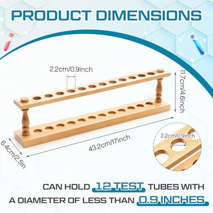 1 Pcs Wooden Test Tube Rack Accommodates 12 Tubes up to 22mm Diameter Laboratory Wood Construction Test Tube Holder