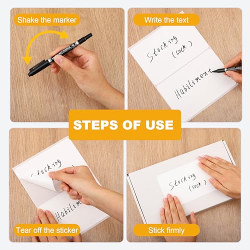 100 Pcs Storage Bin Labels, 6 x 4 Inch Blank Stickers with Marker - style: White,100pcs