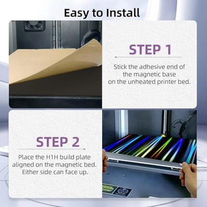 IdeaFormer-3D Smooth H1H Build Plate 235x235mm, Rainbow Streak+Phantom Beam H1H Spring Steel Bed Plate with Magnetic Build Plate for Creality K1/K1 SE/K1C/Ender 3 S1/Pro/Ender 3 V3 SE/KE/Ender 5 S1 - color: Rainbow Streak+Phantom Beam H1H