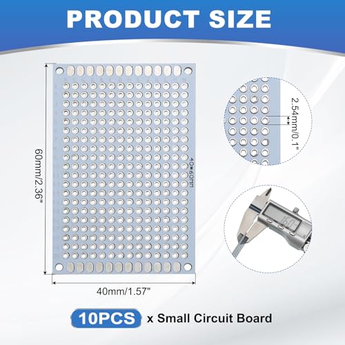MECCANIXITY 10Pcs Solderable Breadboard, 2.36"x1.57" Double Sided Circuit Board White Tinned PCB Board Small Prototype Board for DIY Electronics Projects Apply to Soldering Projects - color: White Tinned, size: 2.36"x1.57"