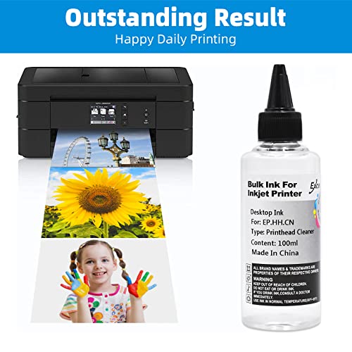 Printhead Cleaning Kit Compatible for Brother Epson HP Canon Nozzle Inkjet EcoTank Officejet Deskjet Pixma Printers-Liquid Printers Head Cleaning Suit Solution 100ml, 10ml Premium Syringe