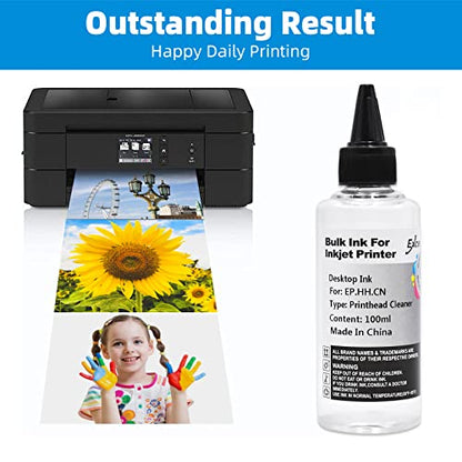 Printhead Cleaning Kit Compatible for Brother Epson HP Canon Nozzle Inkjet EcoTank Officejet Deskjet Pixma Printers-Liquid Printers Head Cleaning Suit Solution 100ml, 10ml Premium Syringe