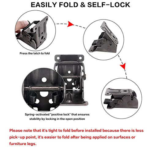 TopDirect 8 Pack Locking Hinge for Folding Table Brackets (Black) - color: Black, size: 8 Pack