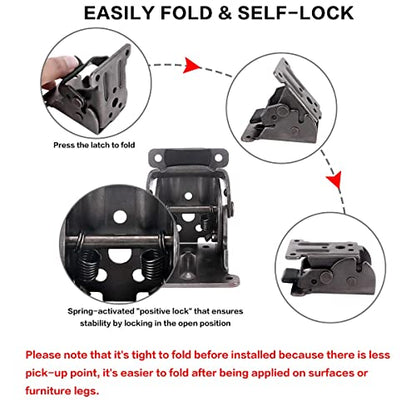 TopDirect 8 Pack Locking Hinge for Folding Table Brackets (Black) - color: Black, size: 8 Pack