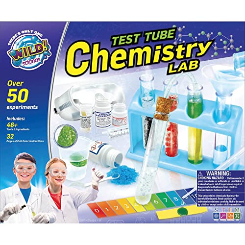 WILD! Science Test Tube Chemistry Lab - 50+ Fun Experiments and Reactions - Science Kits for Kids Age 8-12 - STEM Projects - Chemistry Set