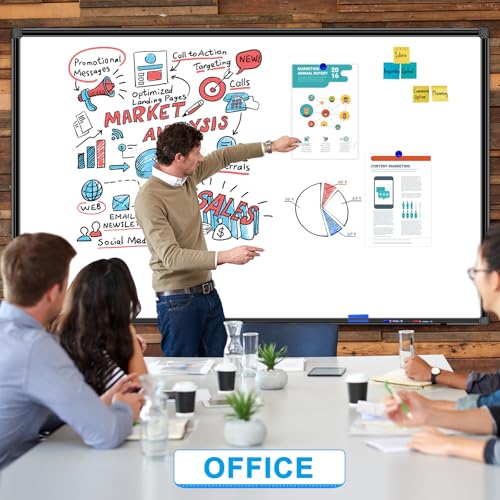 H-Qprobd 72"x48" White Board for Wall Large Magnetic Dry Erase Board with Black Aluminum Frame, Presentation Whiteboard Suitable for Home, Office, Classroom & Kitchen - size: 72"W x 48"H
