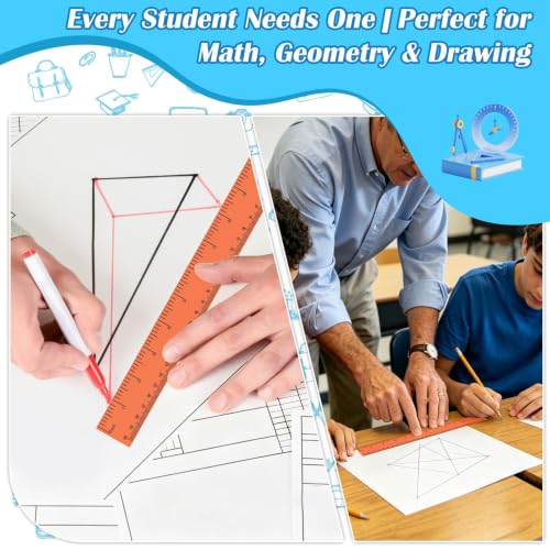 36 Pcs 12" Clear Orange Plastic Rulers, Back to School Measuring Supplies - color: Orange