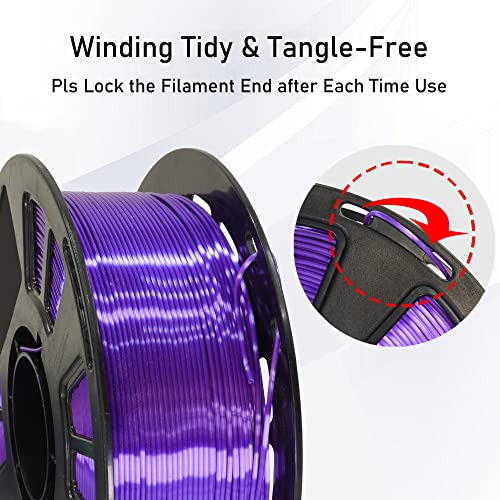 Silk Shiny Luster Dark Violet Purple PLA 3D Printing Filament, 1KG 2.2Lbs 1.75mm 3D Print Material with High Diameter Accuracy, Neatly Wound Silk PLA Widely Support for FDM 3D Printers by MIKA3D - color: Silk-purple