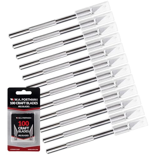 WA Portman Hobby Knife Set, 12pc Precision Craft Knife Set with 100 Blades - size: 12 Knives 100 Blades