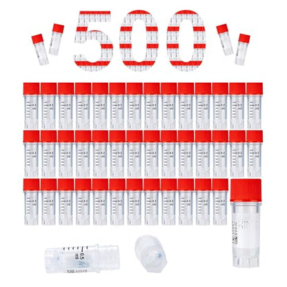 0.5ml Cryovials, Side-Coded, External Thread, Red, 500Pcs - color: Red, size: 0.5ml
