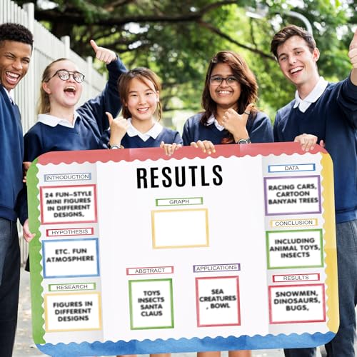 Sinload 92 Pcs Science Fair Board Supplies 60 Trim Scalloped Poster Boards 18 Presentation Subtitles 6 Project Titles 8 Letter Sticker for Classroom Display Boards(Pastel,Wave) - color: Pastel, style: Wave