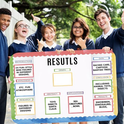 Sinload 92 Pcs Science Fair Board Supplies 60 Trim Scalloped Poster Boards 18 Presentation Subtitles 6 Project Titles 8 Letter Sticker for Classroom Display Boards(Pastel,Wave) - color: Pastel, style: Wave