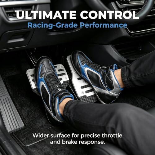 2 PCS Car Pedal Covers, Aluminum Alloy Non-slip Brake Throttle Pedal Covers Kit, Anti-rust Stripes Automatic Treadle Protector with "Sports", Universal for Most Cars, Trucks, Vans (Silver) - color: Silver