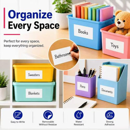 4 x 6 Inch Removable Labels for Storage Bins, 100 Pcs Matte White
