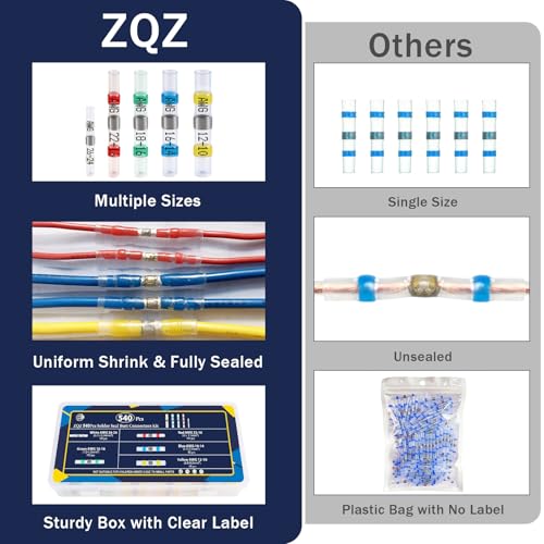 ZQZ 540Pcs Solder Heat Shrink Wire Connectors Kit Solder Stick Terminals - size: Solder Seal