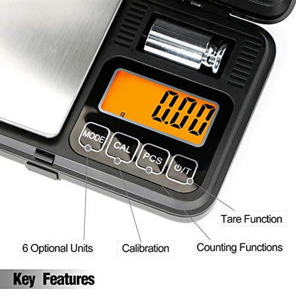 Fuzion Digital Pocket Gram Scale 200g/0.01g with 50g Calibration Weight - color: Black, size: 200/0.01g