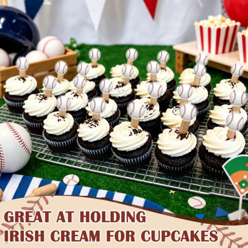 Glenmal 48 Sets 4ml Baseball Cupcakes Pipettes, Plastic Pipettes Dropper for Cupcakes Disposable Mini Flavor Liquor Infuser Squeeze Dropper for Sports Baseball Theme Cupcake Ice Cream Decoration - style: Baseball