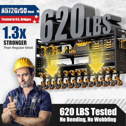 Large 49'' Wide Power Tool Organizer Wall Mount, 4-Tier - size: 49''Width (LARGE)