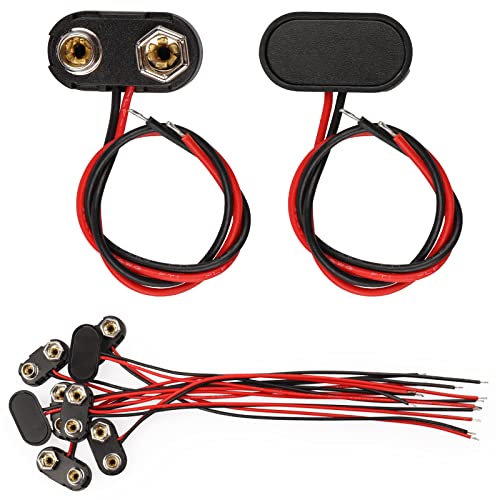 9V Battery Connector,10 PCS T-Type 9 Volt Buckle Connector Hard Plastic Shell Used in Student Experiment,or Other Equipment with Battery - size: 10, style: T-Type
