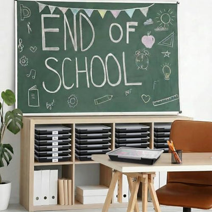 Tinlade 6 Pcs Classroom Paper Storage Bins with Lids, 13x10, Black - color: Black