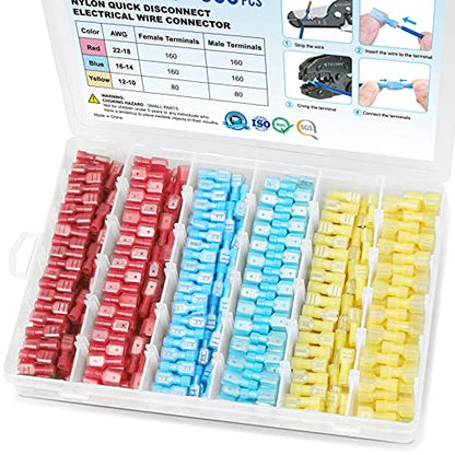 TICONN 800 Pcs Nylon Spade Connector Kit, Insulated Crimp Wire Connectors - style: Combo 800Pcs
